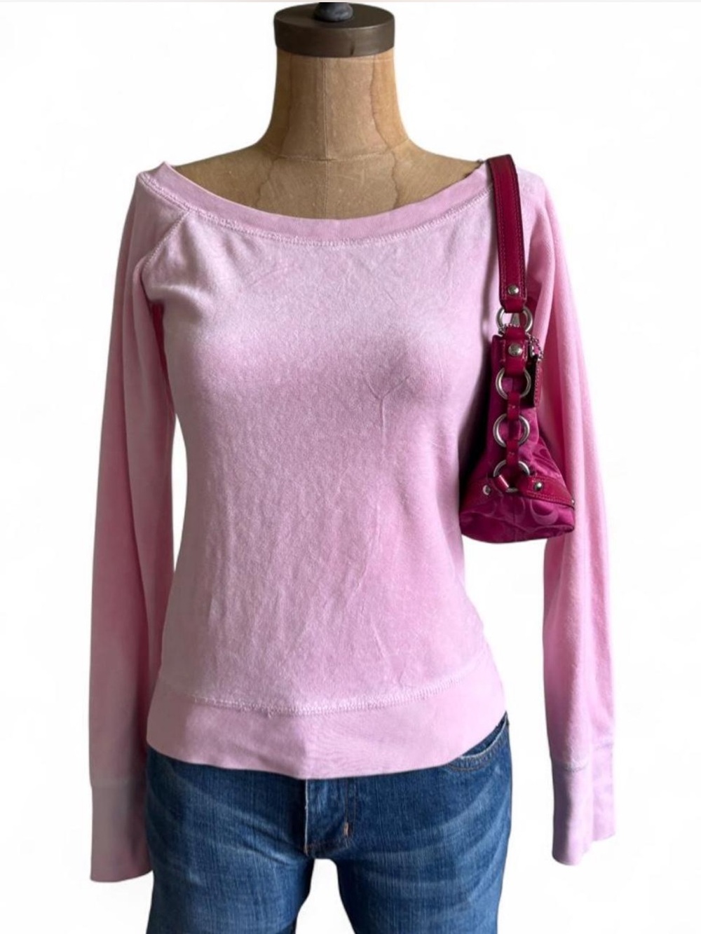 Rare Vtg Juicy Long Sleeve Pink Velour Top